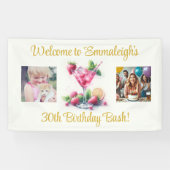 Banderoles Jolie en rose 30e anniversaire fête (Horizontal)