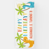 Banderoles Jolie fête d'anniversaire colorée dinosaure heureu (Vertical)