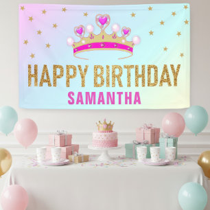 Banderoles Jolie fête d'anniversaire de la princesse rose