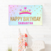 Banderoles Jolie fête d'anniversaire de la princesse rose (En situation)