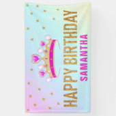 Banderoles Jolie fête d'anniversaire de la princesse rose (Vertical)