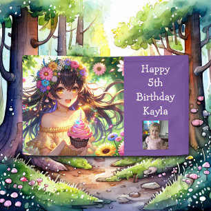Banderoles Jolie fille Anime Photo, âge et nom Anniversaire