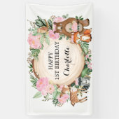 Banderoles Jolie fille d'animaux de la forêt boisée (Vertical)