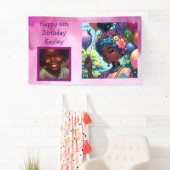 Banderoles Jolie fille d'Anime noire avec anniversaire (En situation)