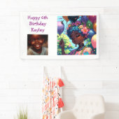 Banderoles Jolie fille d'Anime noire avec anniversaire (En situation)