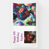 Banderoles Jolie fille d'Anime noire avec anniversaire (Vertical)