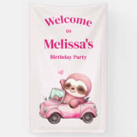 Jolie Pink Sloth Conduit une voiture Anniversaire