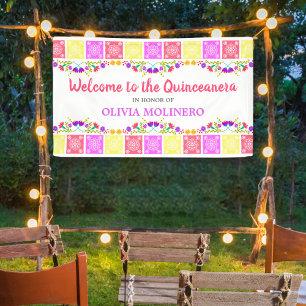 Banderoles Jolie Quinceanera Florale Fiesta mexicaine Bienven