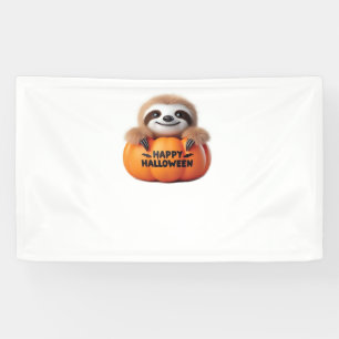 Banderoles Jolie Sloth assise dans un Citrouille. Hauteur heu