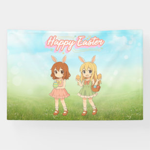 Banderoles Jolies filles de lapin de Pâques en anime