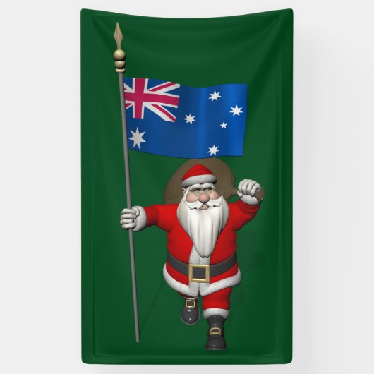 Banderoles Jolly Santa Claus Avec Drapeau Australie (Vertical)