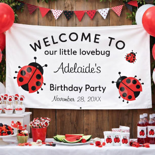 Banderoles Jote moderne rouge Lovebug Bienvenue à l'anniversa