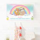 Banderoles Jote Sloth Rainbow Paint Art Anniversaire (En situation)