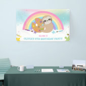 Banderoles Jote Sloth Rainbow Paint Art Anniversaire (Salon professionnel)