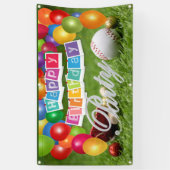 Banderoles Joueur de baseball Joyeux anniversaire avec ballon (Vertical)