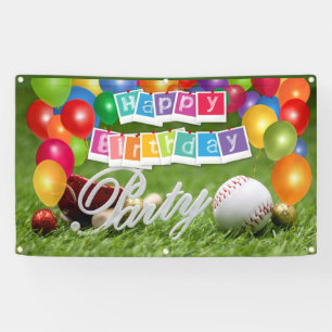 Banderoles Joueur de baseball Joyeux anniversaire avec ballon
