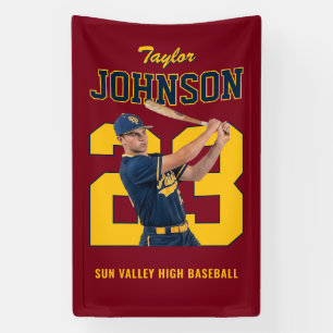 Banderoles Joueur de baseball senior numéro de sport photo pe