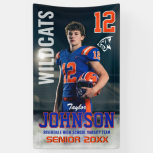Banderoles Joueur de football nuit senior photo personnalisée