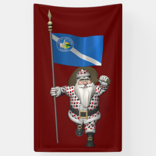 Banderoles Joueur Santa Claus Avec Drapeau Las Vegas