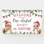 Banderoles Jour d'anniversaire de Noël d'écureuil d'hiver (Horizontal)