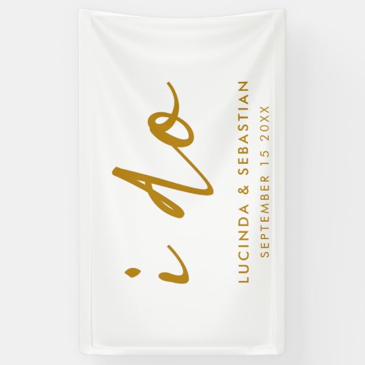 Banderoles Jour de mariage Élégant minimal Or simple et blanc (Vertical)