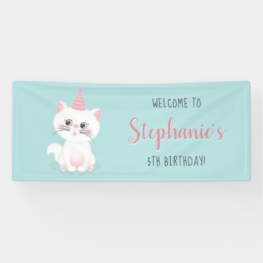 Banderoles Jour Purr-fect Chat Anniversaire (Horizontal)