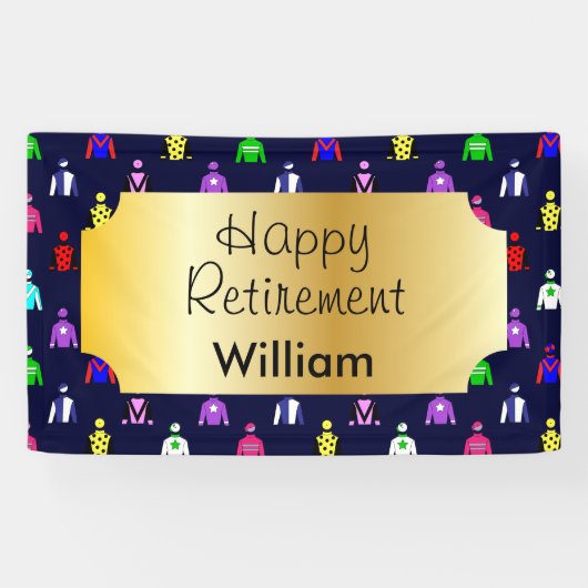 Banderoles Joyeuse course de chevaux de retraite Jockey Soies (Horizontal)