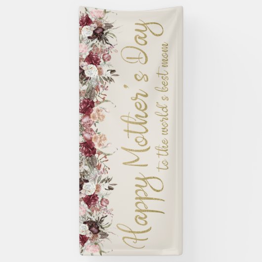 Banderoles Joyeuse crème de la Mère Script or Bourgogne (Vertical)