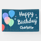 Banderoles Joyeuse fête d'anniversaire Girly Blue (Horizontal)