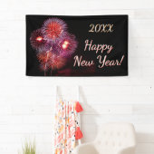 Banderoles Joyeuse fête de la fête des feux d'artifice du Nou (En situation)