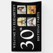 Banderoles Joyeuse fête de photos d'anniversaire Noir et blan (Vertical)