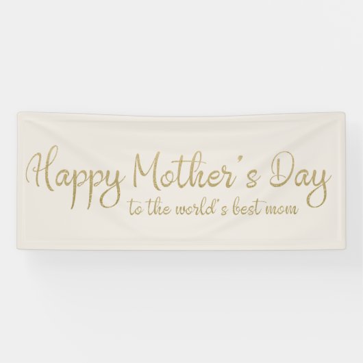 Banderoles Joyeuse Fête des Mères Cream Gold Script (Horizontal)