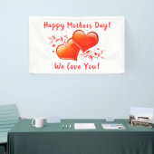 Banderoles Joyeuse Fête des mères Nous t'aimons Coeurs Orange (Salon professionnel)