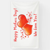 Banderoles Joyeuse Fête des mères Nous t'aimons Coeurs Orange (Vertical)