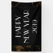 Banderoles Joyeuse fête du Nouvel An Gold Marbre noir (Vertical)