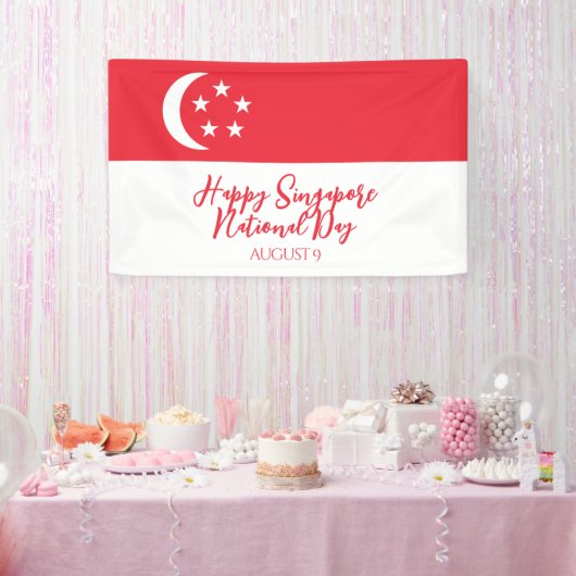 Banderoles Joyeuse fête nationale de Singapour Drapeau de Sin (Fête)