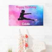 Banderoles Joyeuse Gymnastique d'anniversaire rose et bleu ba (En situation)