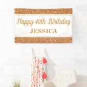 Banderoles Joyeuse Parties scintillant d'or de 40e anniversai (En situation)