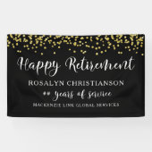 Banderoles Joyeuse retraite écriture Black Gold Confetti (Horizontal)