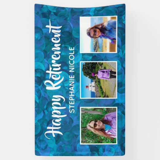 Banderoles Joyeuse retraite Océan Bleu Photos multiples (Vertical)