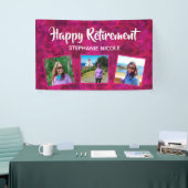 Banderoles Joyeuse retraite rose Nom Plusieurs photos (Salon professionnel)