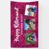 Banderoles Joyeuse retraite rose Nom Plusieurs photos (Vertical)