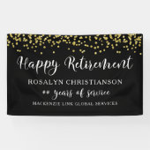 Banderoles Joyeuse Retraite Script Confettis Noir Doré (Horizontal)