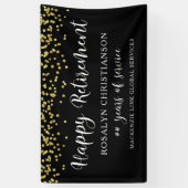 Banderoles Joyeuse Retraite Script Confettis Noir Doré (Vertical)