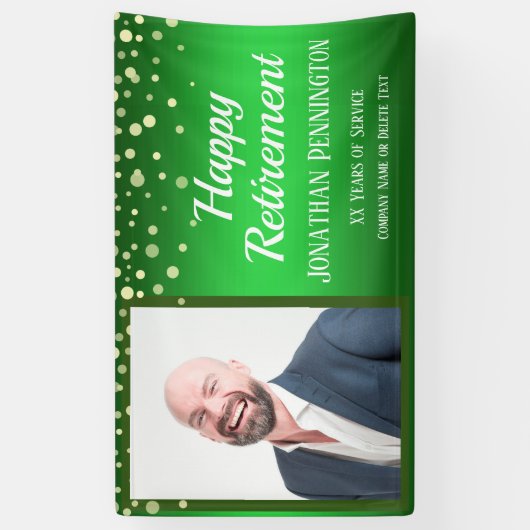 Banderoles Joyeuse retraite verte avec Confetti une photo (Vertical)