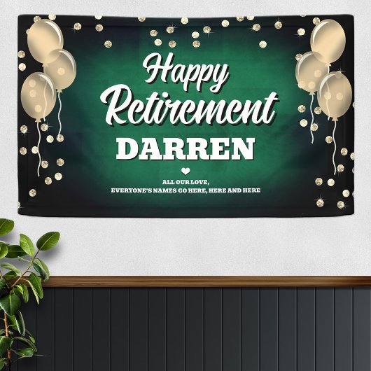 Banderoles Joyeuse retraite verte et or 