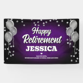 Banderoles Joyeuse retraite violet et argent (Horizontal)
