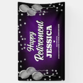 Banderoles Joyeuse retraite violet et argent (Vertical)