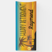 Banderoles Joyeuse scène de la plage de Retraite avec palmier (Vertical)