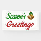 Banderoles Joyeuses Fêtes Bells Noël rouge vert script (Horizontal)